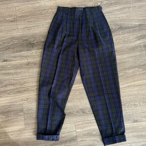 Vintage 90s GAP Womens plaid pleated tapered leg pants size 9/10 purple academia - Picture 1 of 7